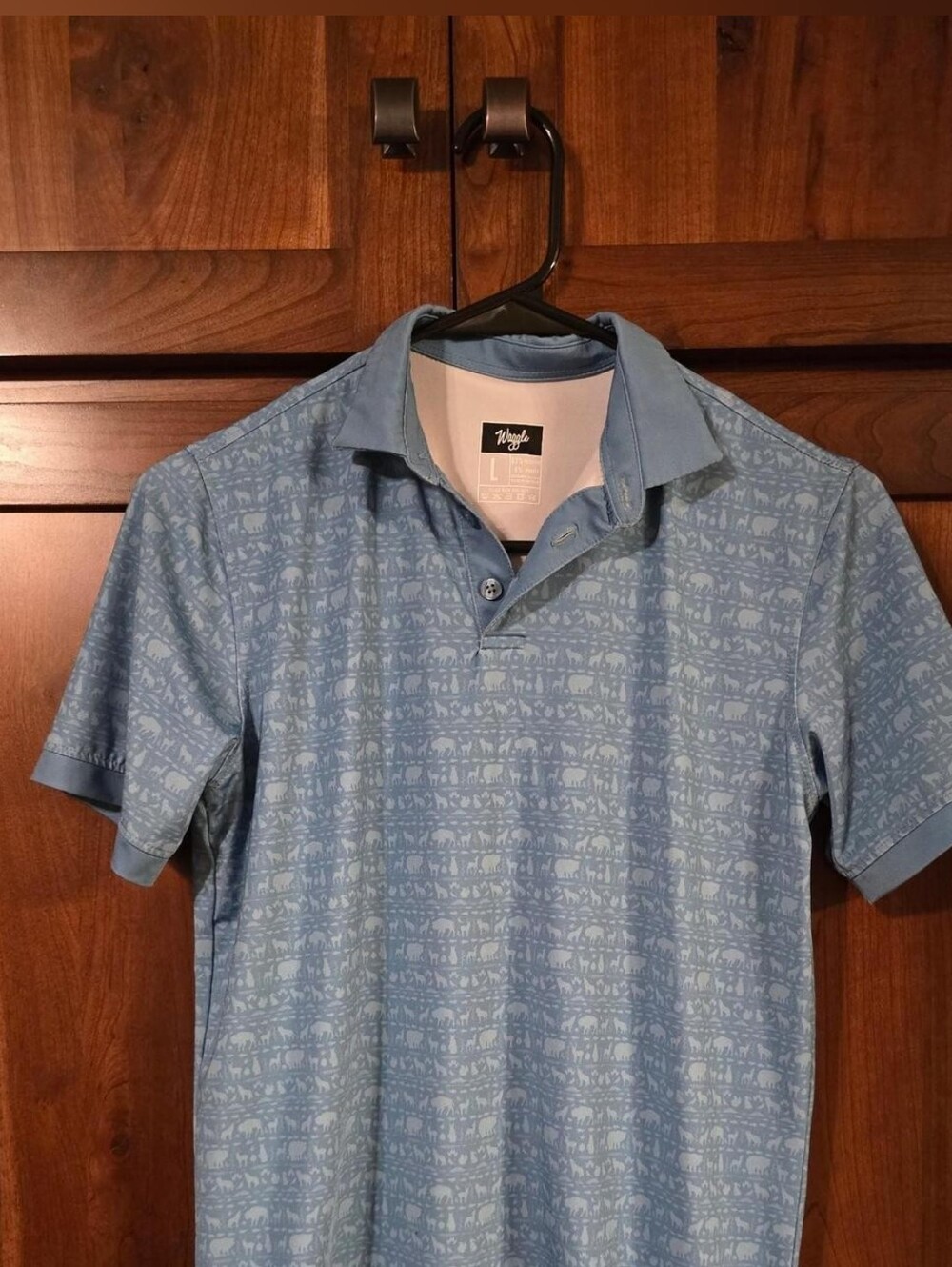 Waggle Boys' Light Blue Short Sleeve Polo with Subtle Pattern